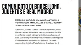 Superlega, duro comunicato di Real,Barca e Juve contro l'Uefa