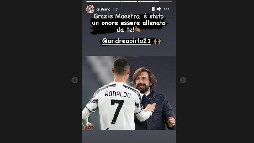 Juve, Ronaldo saluta Pirlo: "Grazie Maestro. È stato un onore"
