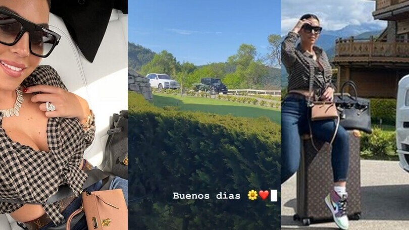 Georgina Rodriguez, vacanza con vista...sulle auto di Ronaldo