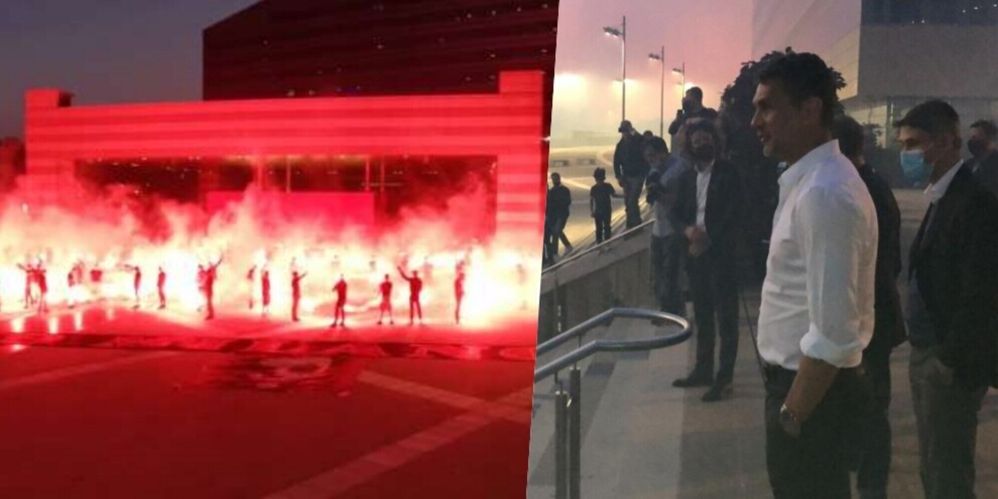 La Curva Sud festeggia sotto Casa Milan: Maldini "É solo l'inizio"