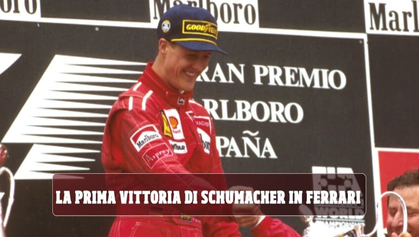 Schumacher, la prima vittoria in Ferrari sotto il diluvio in Spagna