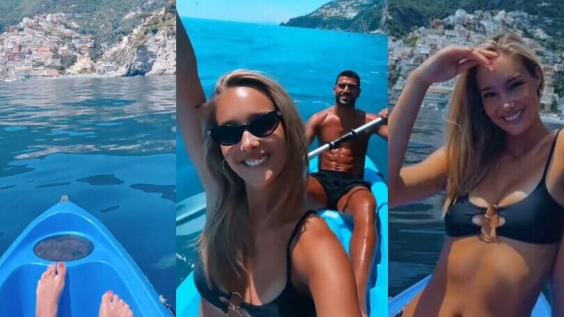 Viky Varga e Pellè, gita in canoa a Positano: ma che vista!