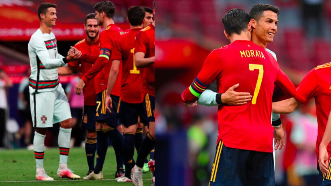 Spagna-Portogallo, che abbraccio tra Morata e Ronaldo