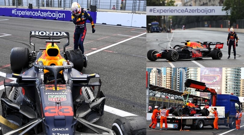 GP Azerbaijan: Verstappen va a muro e ferma tutto a 5 giri dalla fine