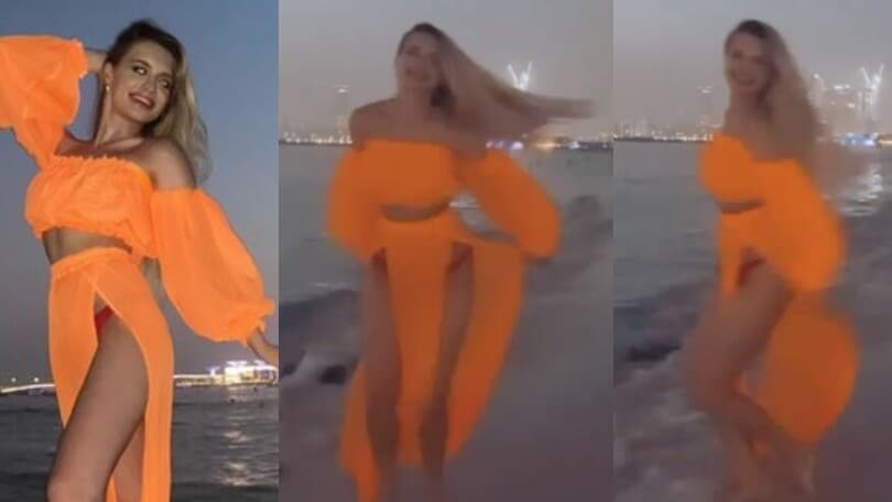 Olga Kalenchuk a Dubai. La sfilata incanta il web
