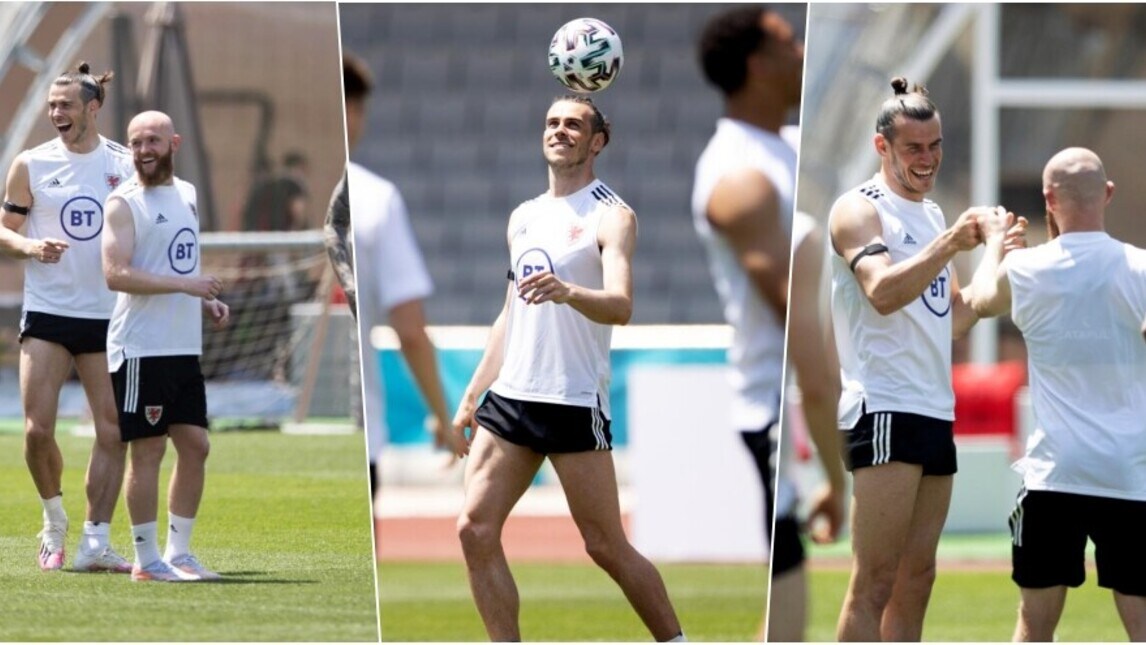 Bale leader e "showman" del Galles in allenamento