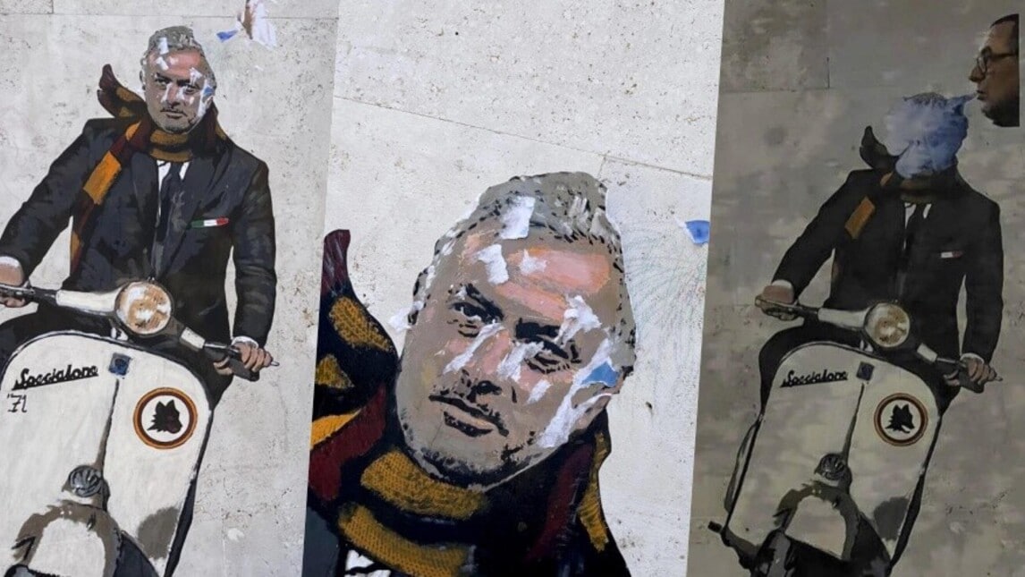 Sarri "fuma" su Mourinho: murale a Roma rovinato. E spunta il 71...