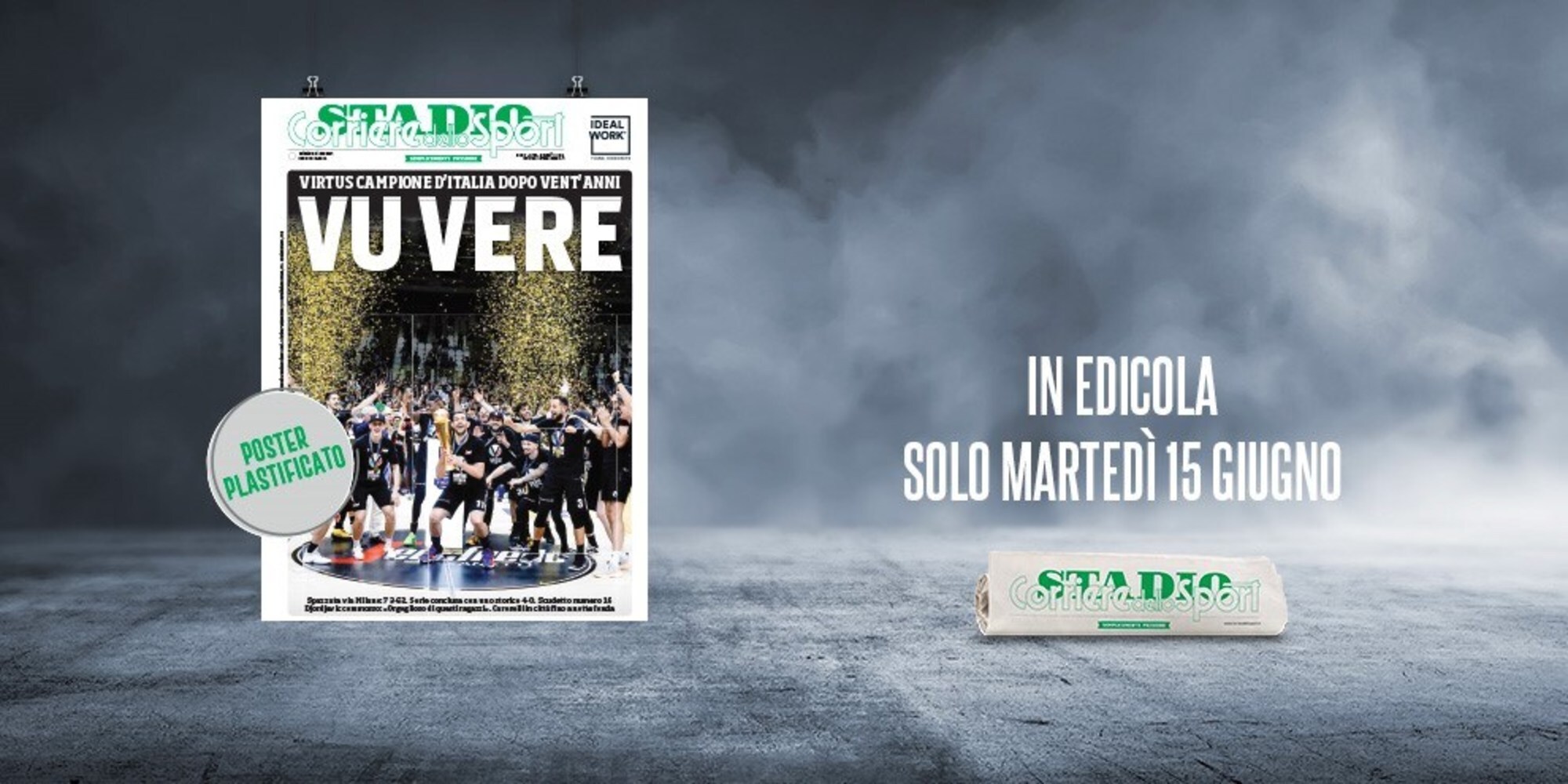 Virtus Campione d'Italia, martedì il poster plastificato in edicola