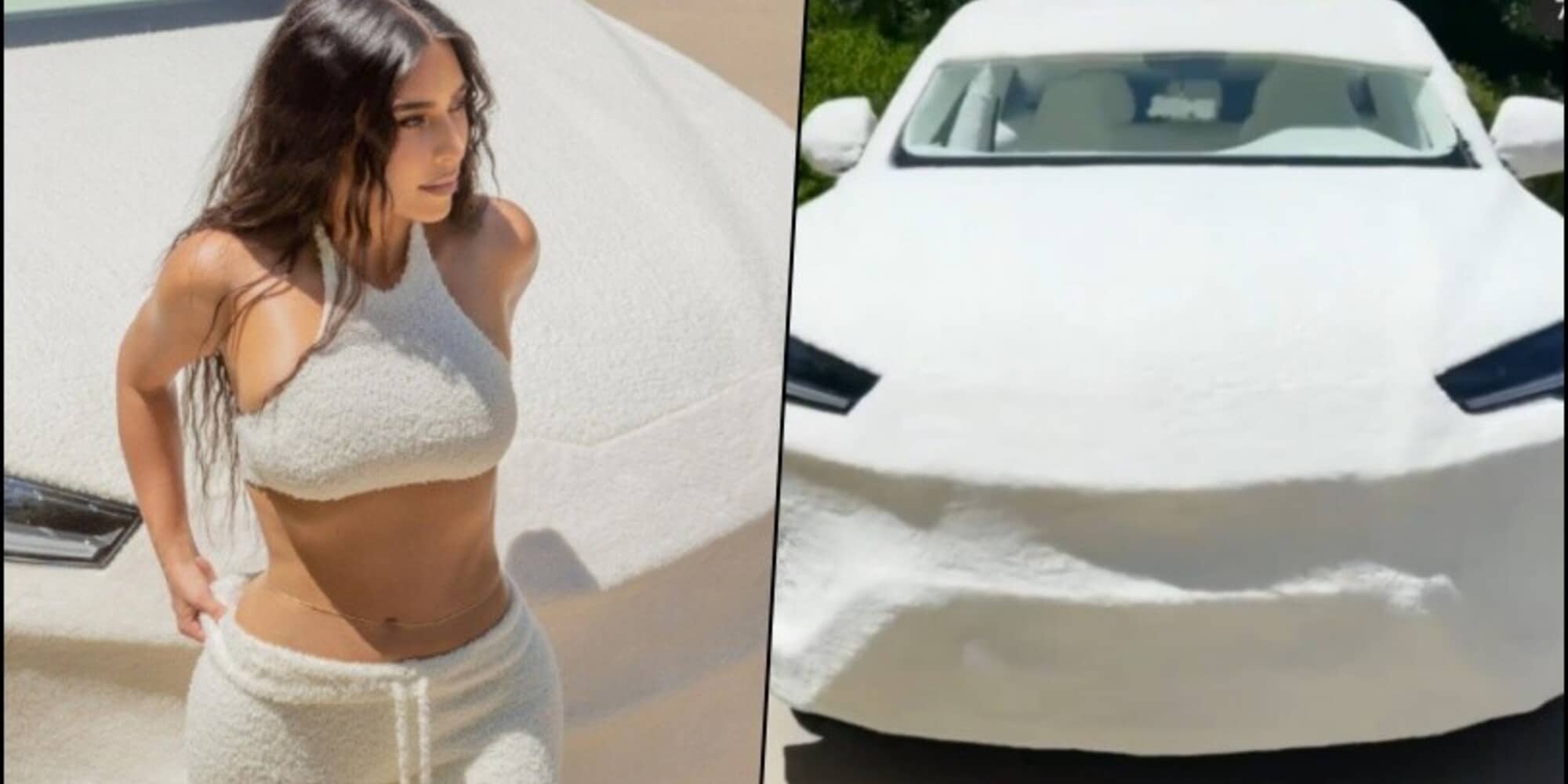 Kim Kardashian abbinata alla sua Lamborghini: sono tutte completamente impellicciate