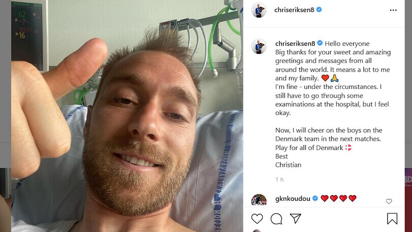 Le prime parole di Eriksen: "Sto bene, grazie a tutti"