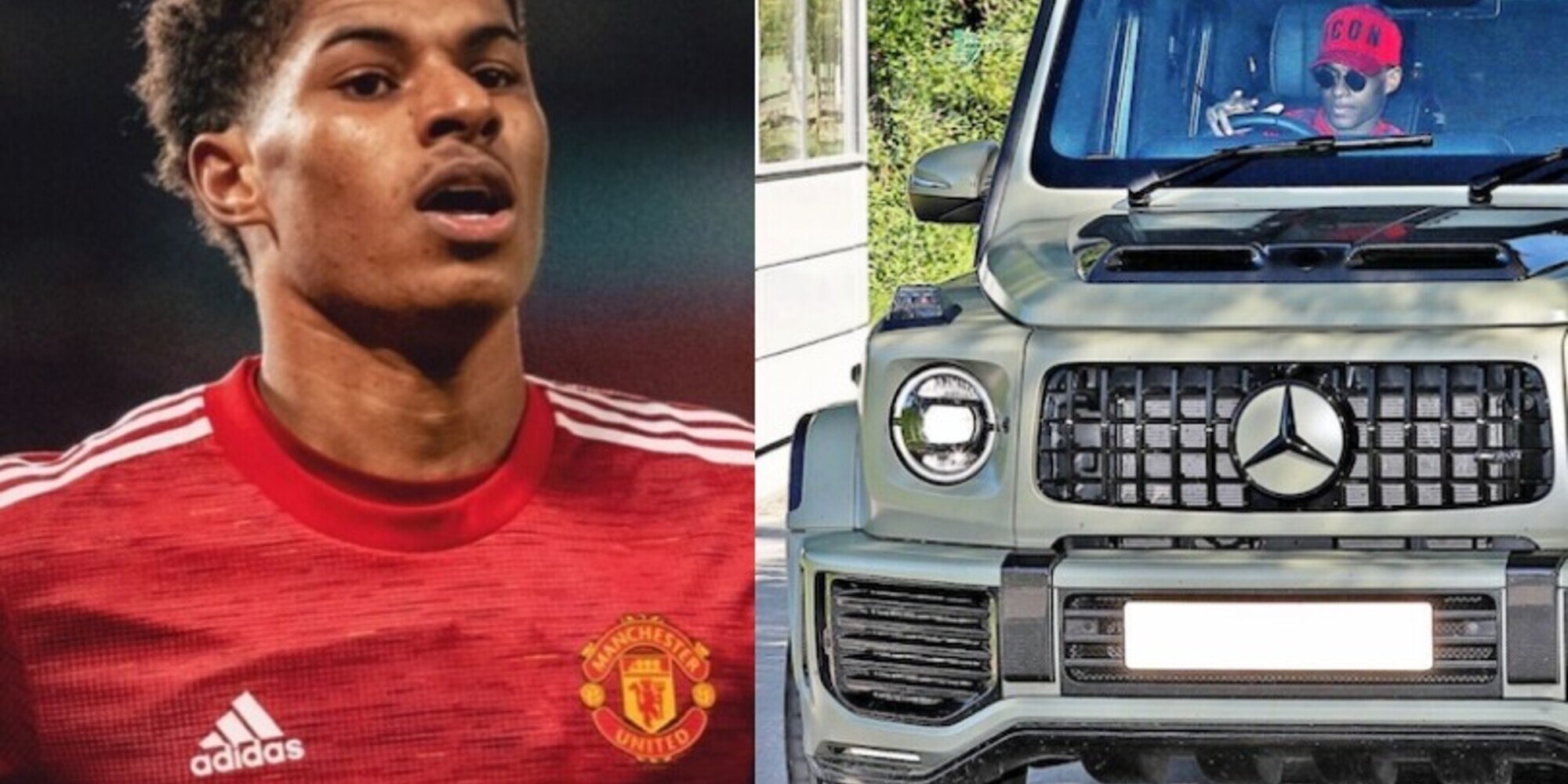 Rashford, una Mercedes-AMG G63 in assetto "da guerra" nel suo garage
