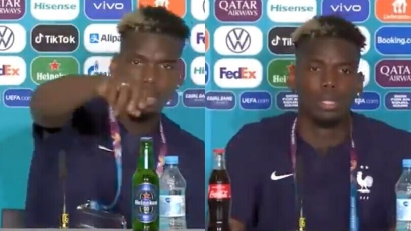 Pogba come Ronaldo: allontana la birra