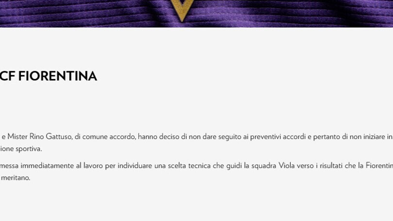 Ufficiale: Gattuso lascia la Fiorentina