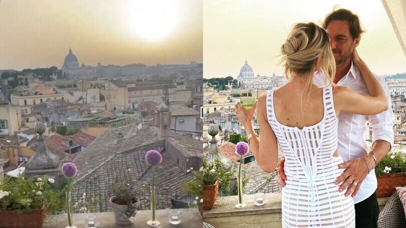 Totti e Ilary Blasi, la festa di anniversario esclusiva sui tetti di Roma