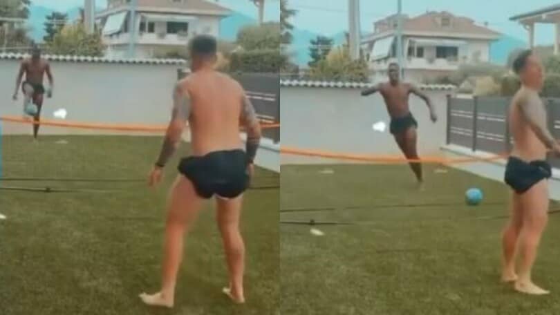 Enock Balotelli, che sfida a calcio tennis: l'esultanza è a sorpresa!