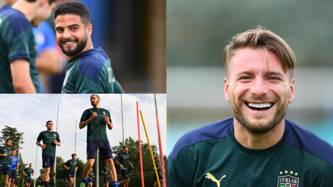 Italia al lavoro verso l'Austria. I sorrisi di Insigne e Immobile