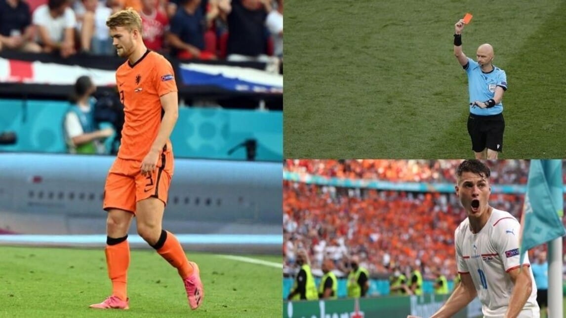 De Ligt espulso, Schick decisivo: la Repubblica Ceca elimina l'Olanda