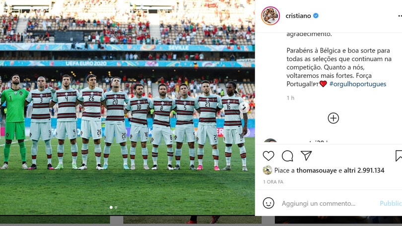 CR7, messaggio social: "Orgogliosi del percorso"
