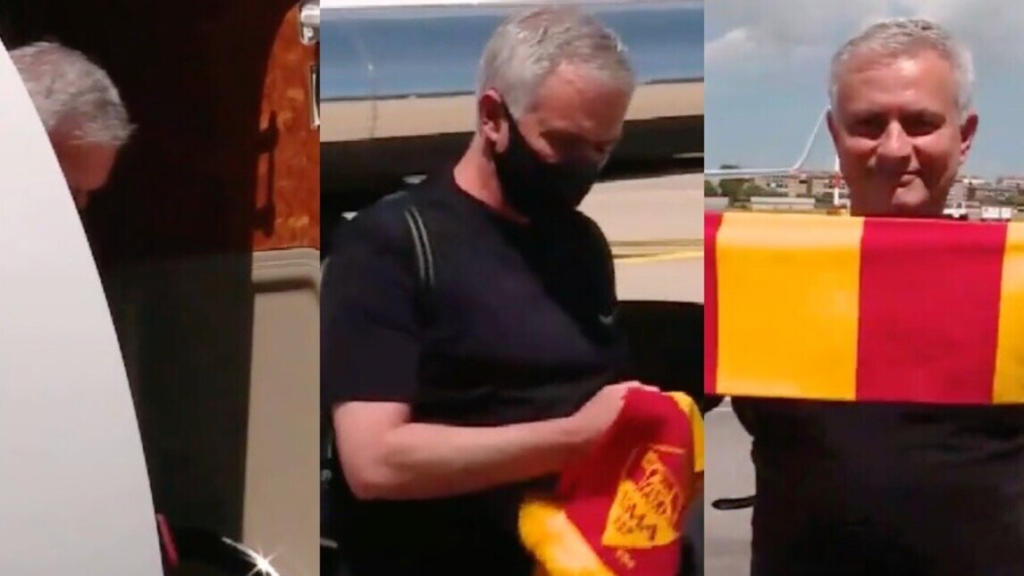 Ecco Mourinho! Sciarpa al collo e “Forza Roma!”