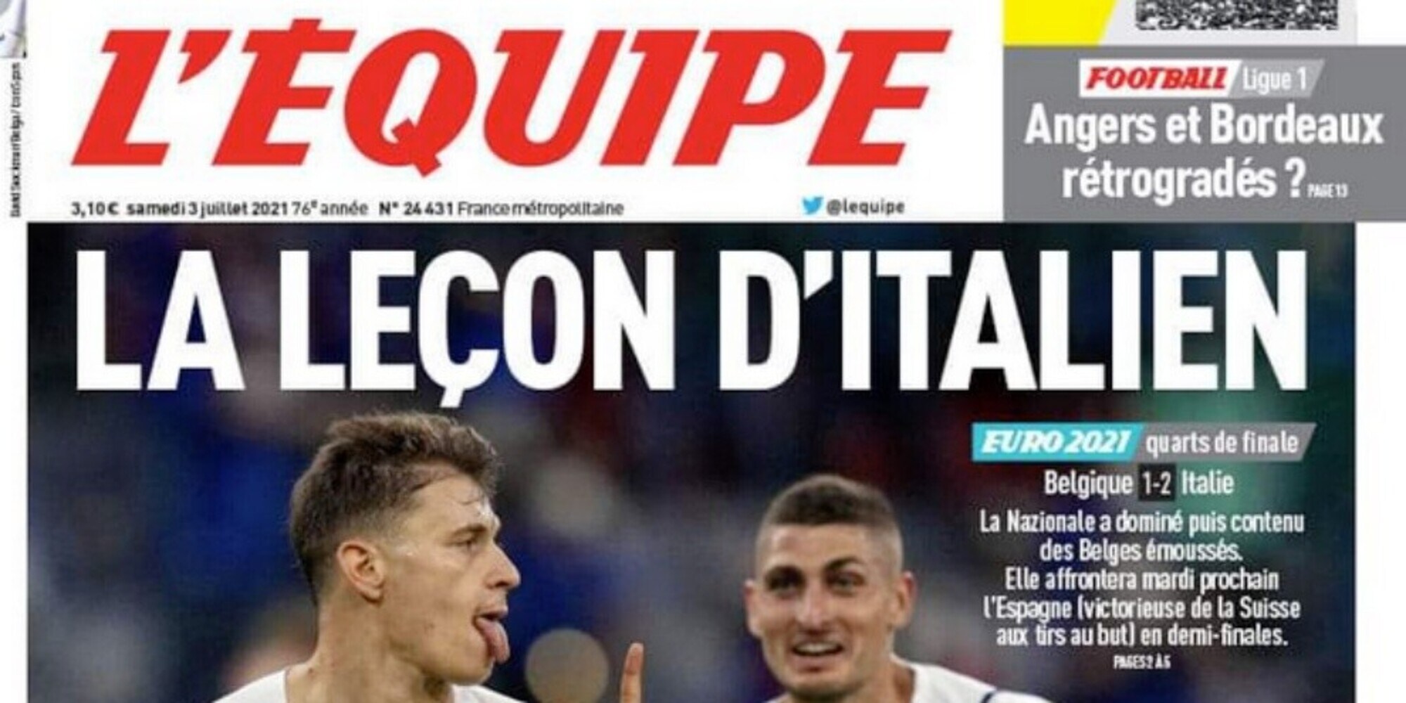 Europei, L'Équipe celebra gli Azzurri: "Lezione d'italiano"