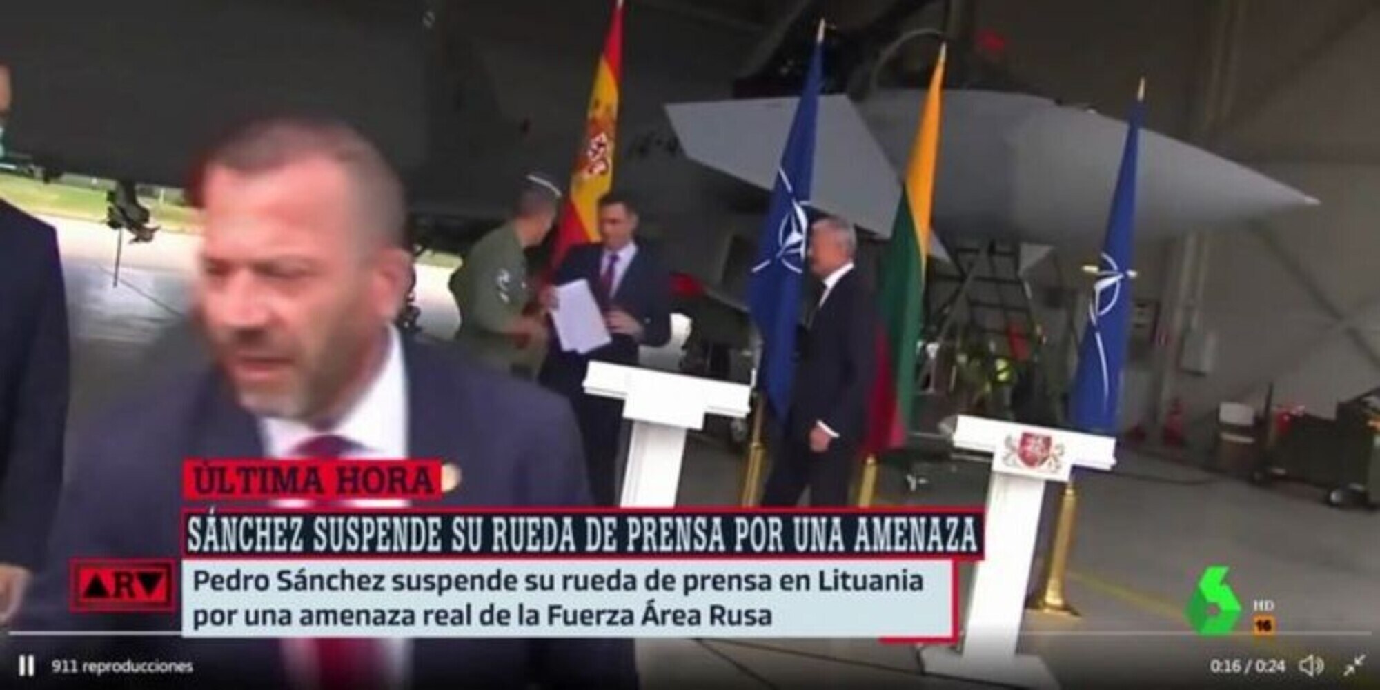 Paura per il premier spagnolo Sànchez in Lituania: interrotta la conferenza in diretta