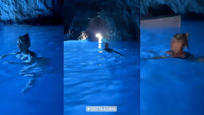 Wanda Nara e il bagno nella Grotta Azzurra