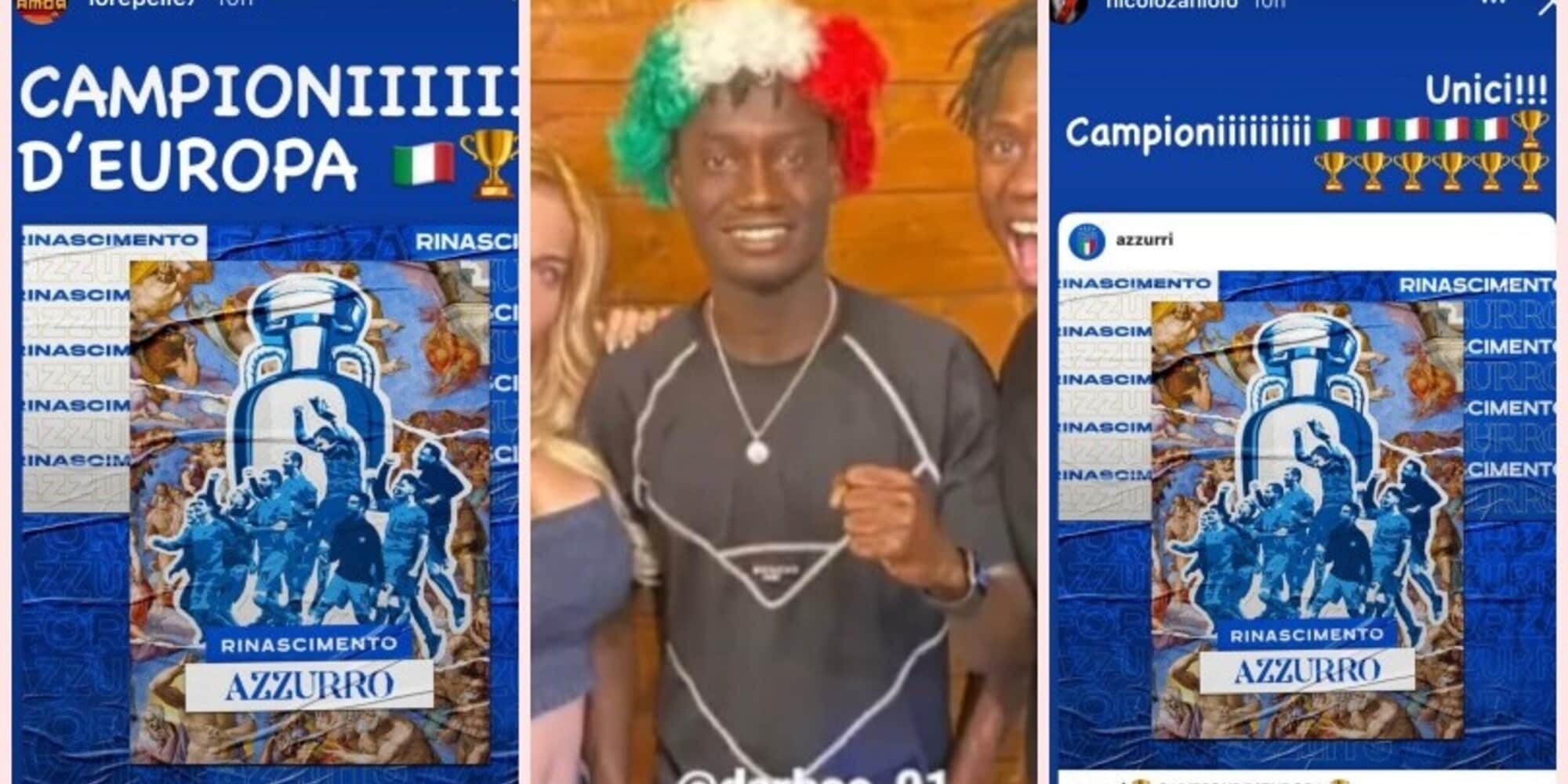 Italia, la festa dei romanisti. Zaniolo e Pellegrini: "Unici", Darboe con la parrucca