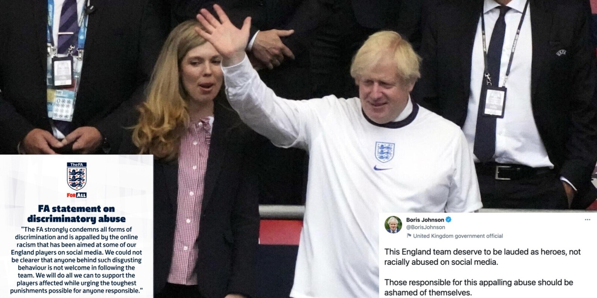 Europei, Inghilterra ko: Johnson e FA condannano insulti razzisti