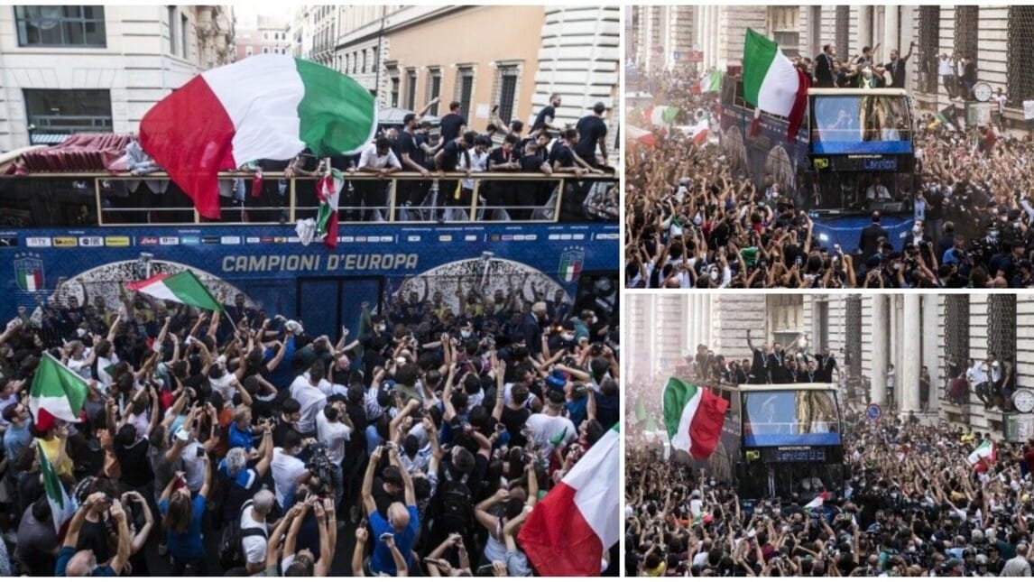Delirio Italia: i campioni d'Europa festeggiano in mezzo ai tifosi