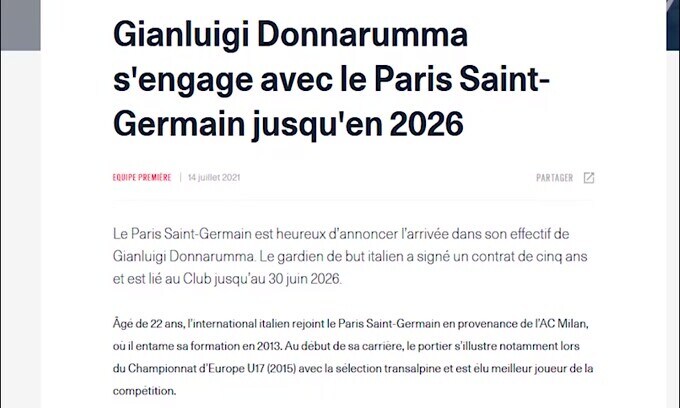 Psg, ufficiale l'arrivo di Gianluigi Donnarumma