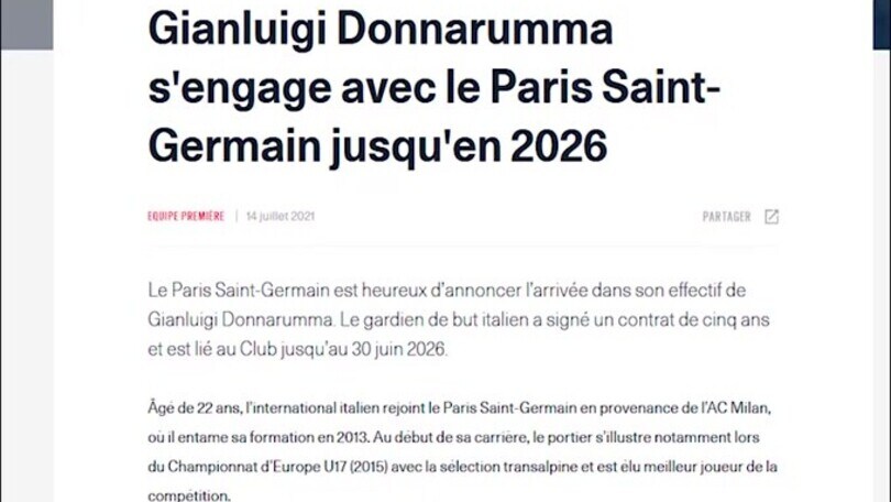 Psg, ufficiale l'arrivo di Gianluigi Donnarumma