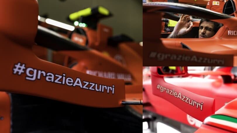 Ferrari al GP di Silverstone omaggia l'Italia di Mancini: la SF21 è speciale con "Grazie Azzurri"