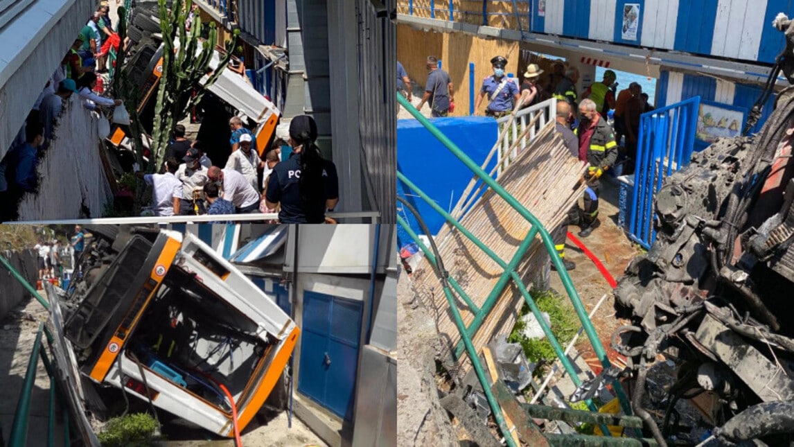 Dramma a Capri, minibus esce di strada e precipita su un lido