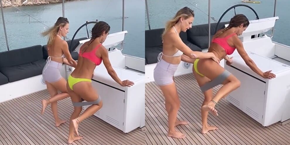 Elisabetta Canalis, allenamento show a bordo del suo yacht!