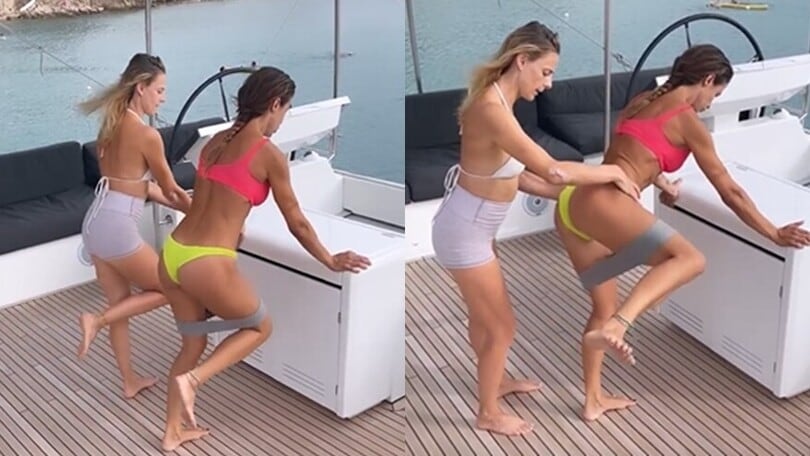 Elisabetta Canalis, allenamento show a bordo del suo yacht!