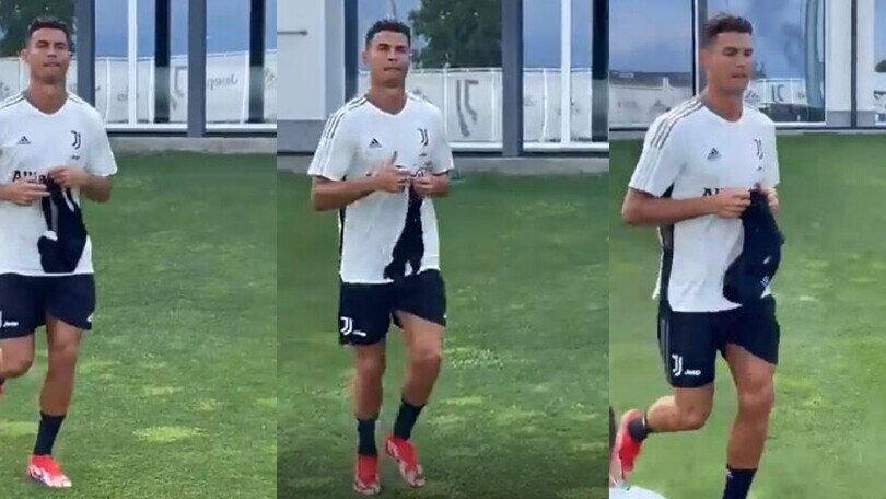 Juve, Cristiano Ronaldo in campo: il gesto alle telecamere