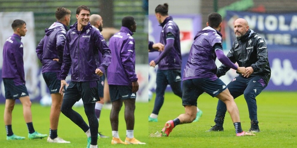 Fiorentina a "lezione d'Italiano" sotto la pioggia