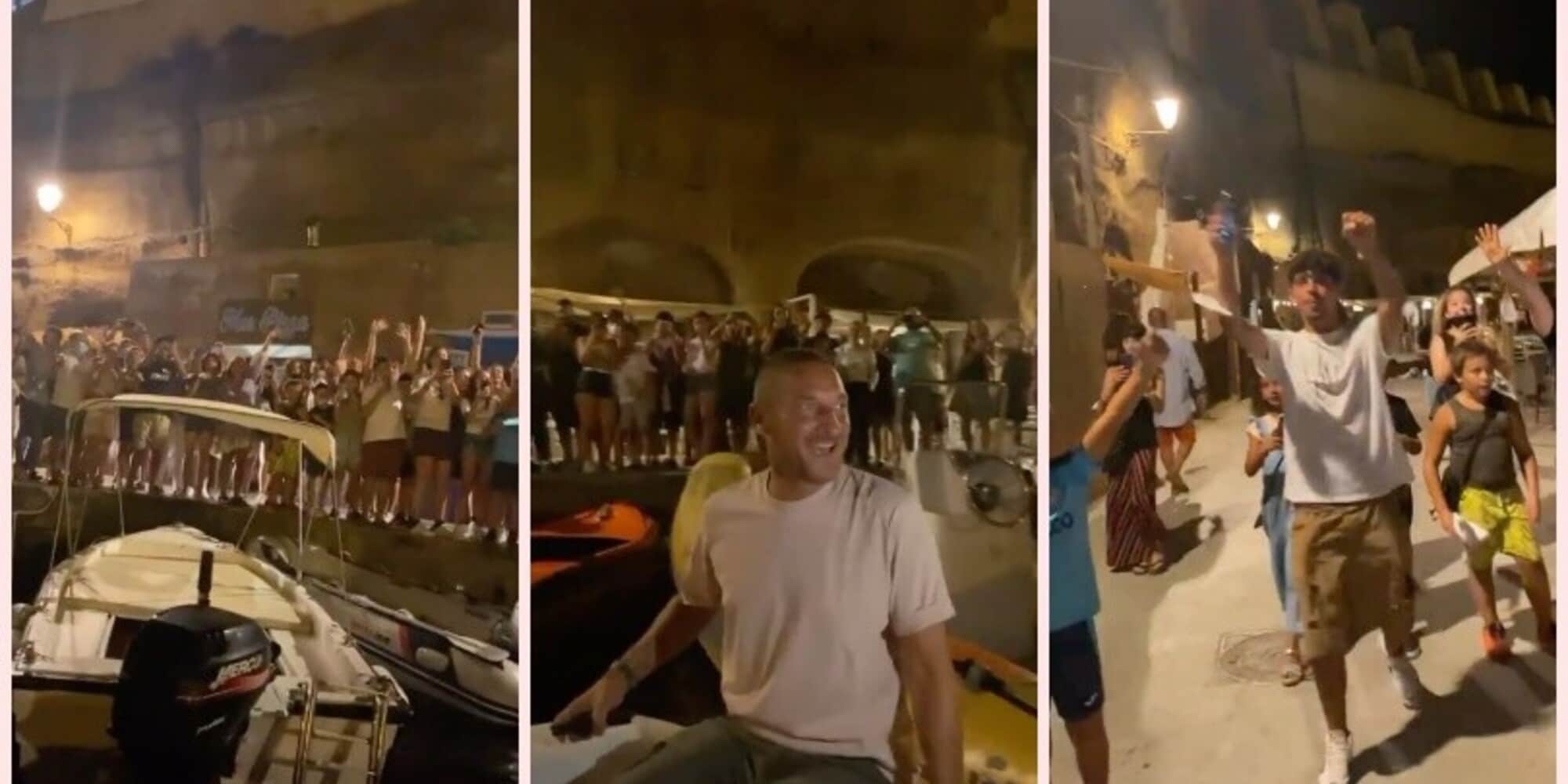 Totti a Ventotene, i tifosi in delirio bloccano la strada. E Ilary filma tutto
