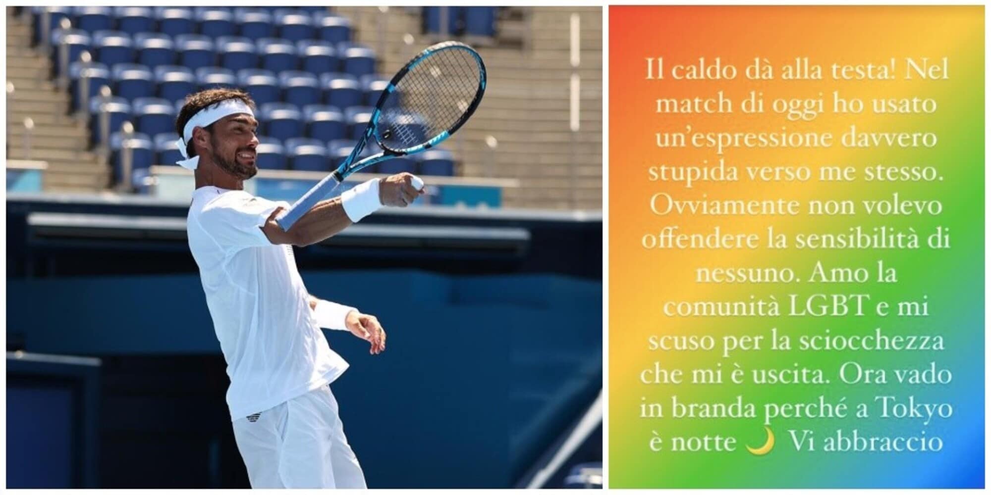 Olimpiadi, Fognini urla "fro…" in campo: poi si scusa sui social