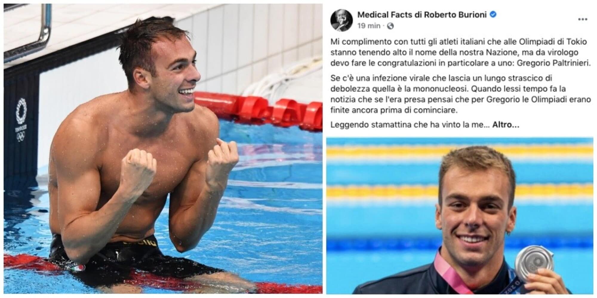 Burioni esaltato da Paltrinieri: "Una medaglia dopo la mononucleosi!"