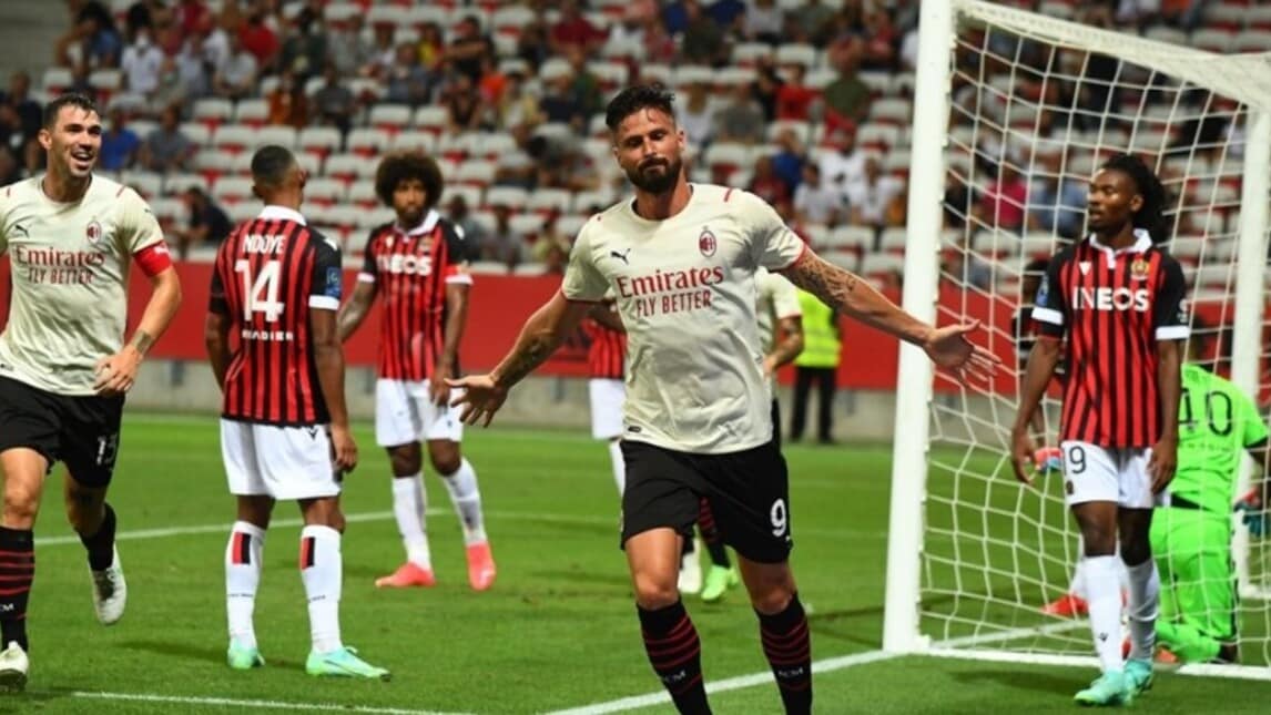 Milan, col Nizza è 1-1: Giroud in gol all'esordio