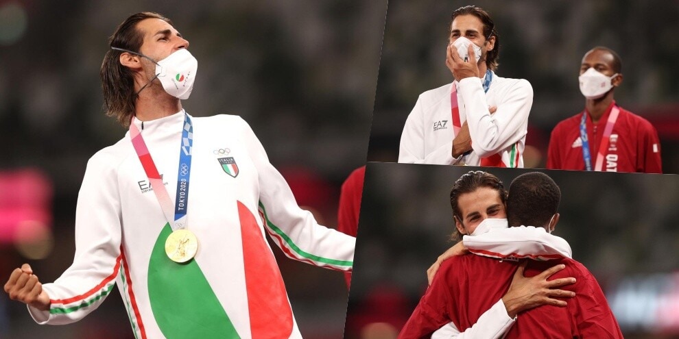 Tamberi incontenibile sul podio: che esultanza per l'oro!
