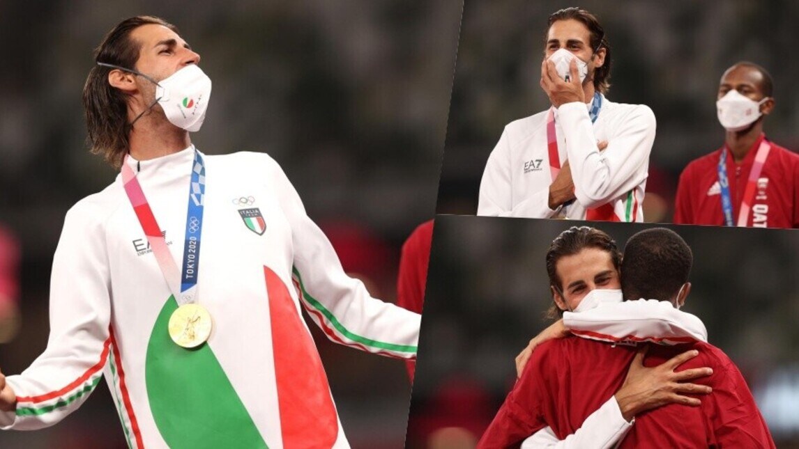 Tamberi incontenibile sul podio: che esultanza per l'oro!