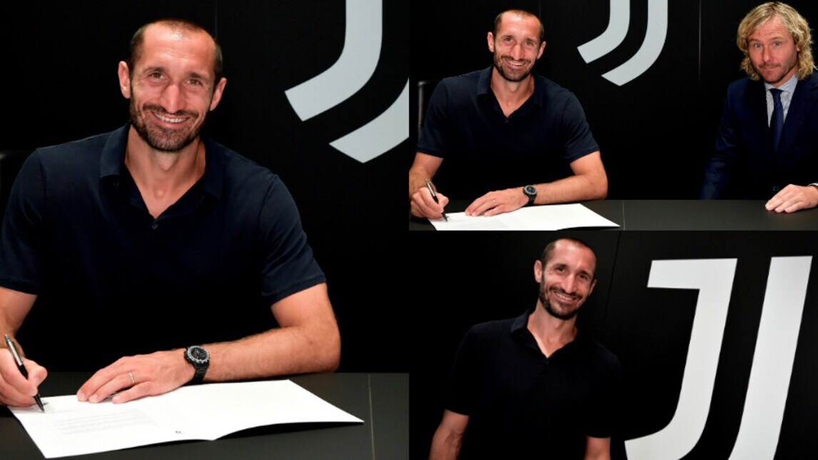 Juve, la firma di Chiellini fino al 2023. Presente anche Nedved