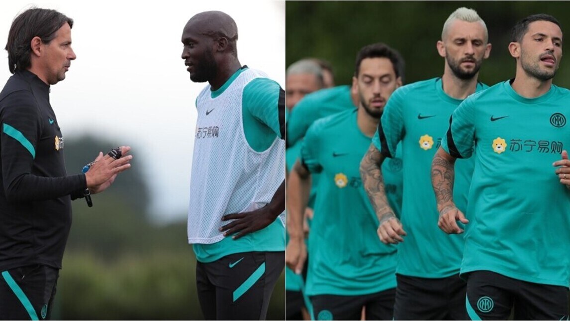 Inzaghi a colloquio con Lukaku: l'Inter prosegue gli allenamenti