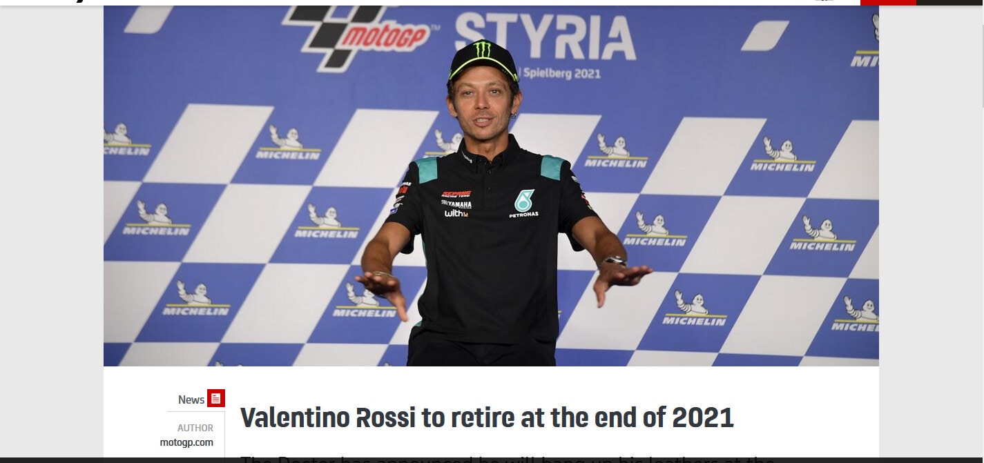 Ufficiale, Valentino Rossi annuncia il ritiro dalla MotoGp