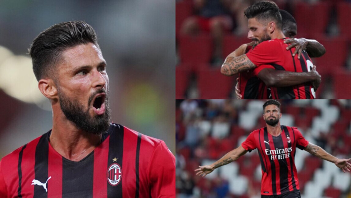 Giroud, prima doppietta con il Milan. Panathinaikos ko 2-1