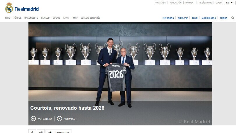 Ufficiale, Real Madrid: Courtois firma fino al 2026