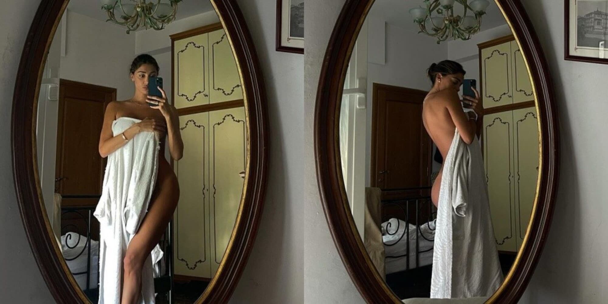 Belen, "che calor": l'asciugamano scivola e le foto diventano virali