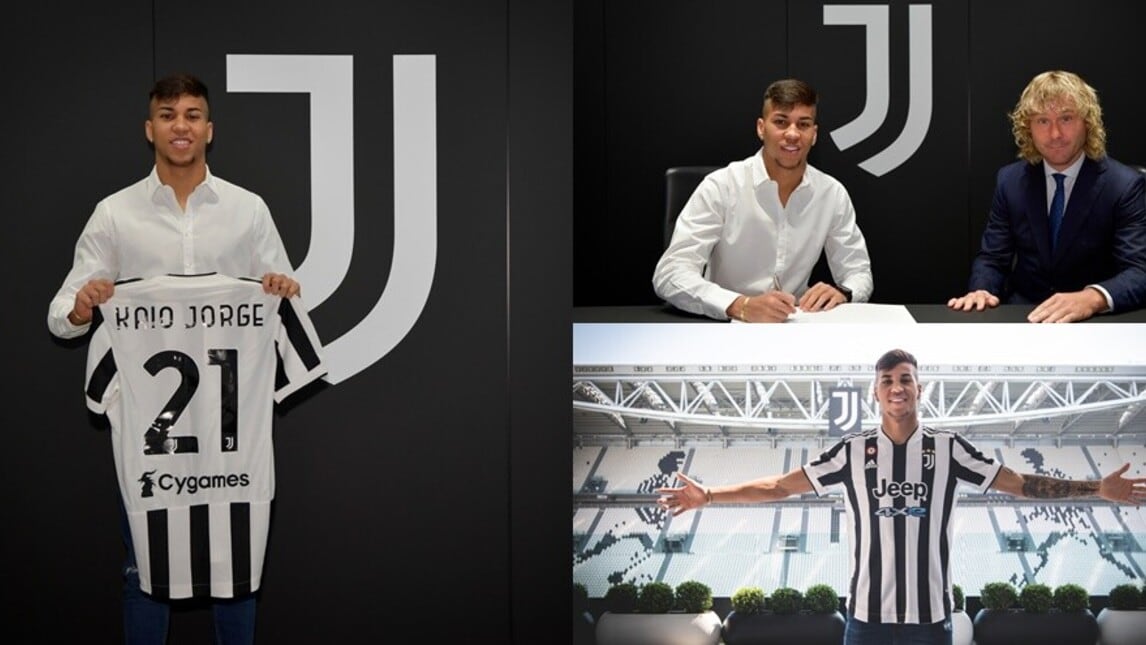 Kaio Jorge posa con la maglia numero 21 della Juve